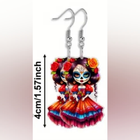 2/30$ Or 3/$35 Colorful Whimsigoth Day of the Dead Earrings-(#1,047) - Picture 2 of 3